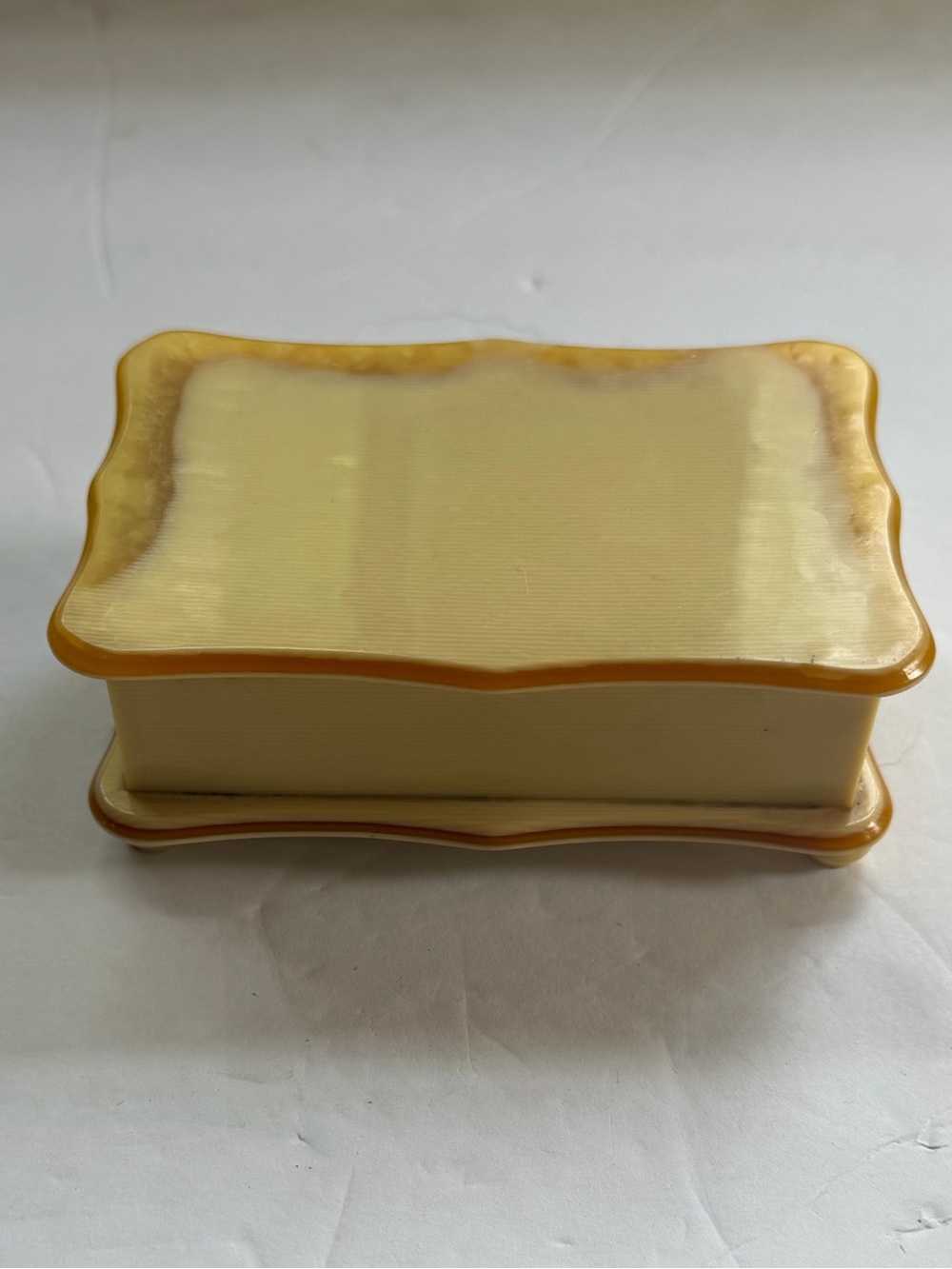 Small Celluloid Trinket Box Rectangle Hinged With Lid Vintage